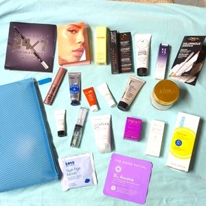 Makeup Pouch Stuffed with Product Samples! Trial mini size makeup, cosmetics etc